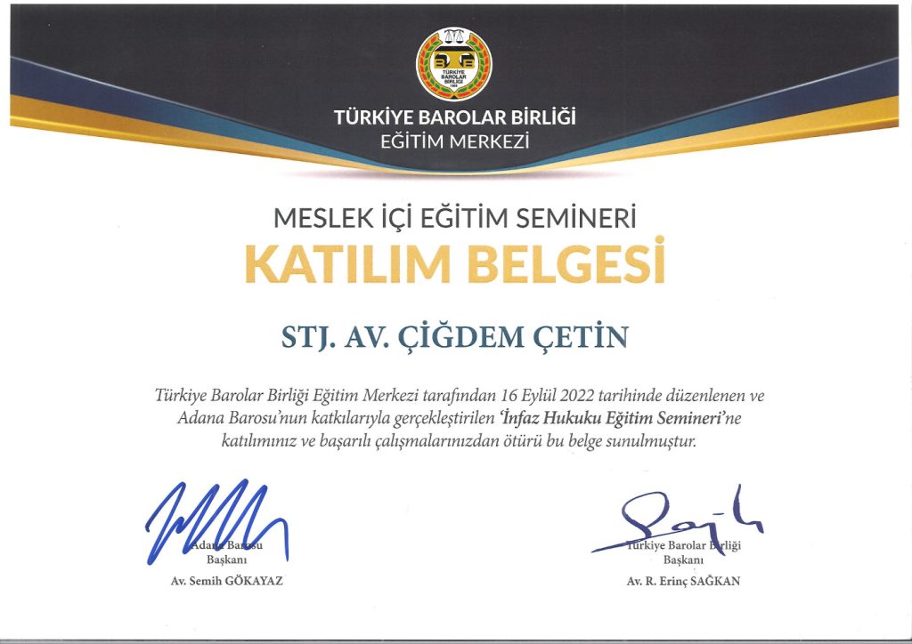 Av. Çiğdem Çetin Sertifika 21