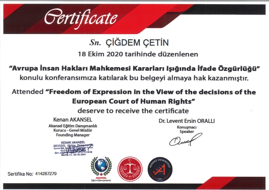 Av. Çiğdem Çetin Sertifika 77
